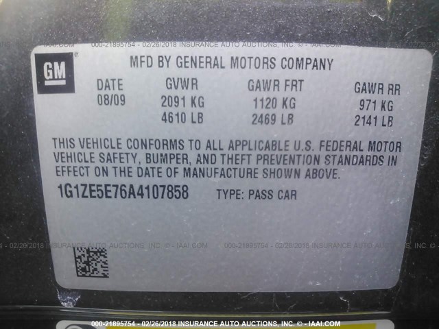 1G1ZE5E76A4107858 - 2010 CHEVROLET MALIBU LTZ BLACK photo 9