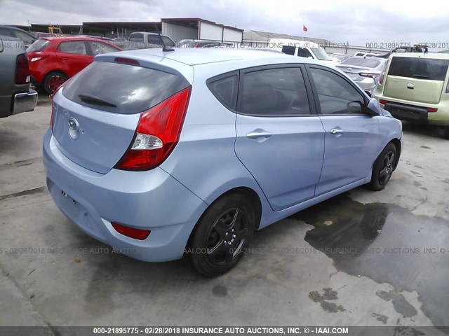 KMHCT5AEXCU020602 - 2012 HYUNDAI ACCENT GLS/GS BLUE photo 4