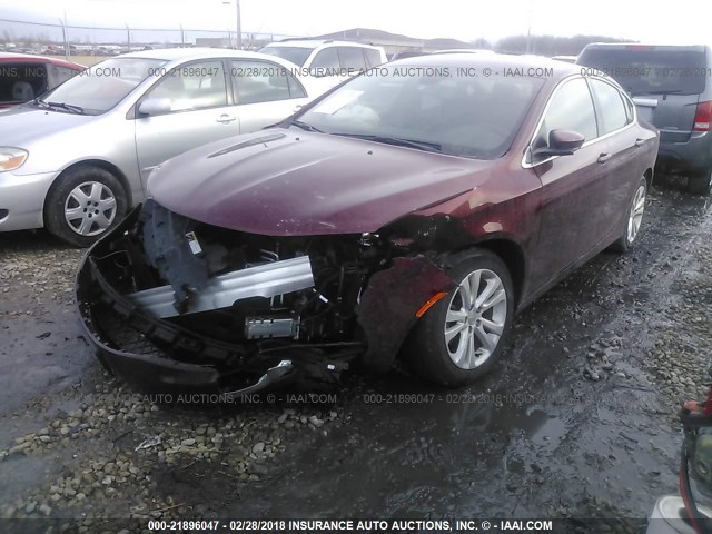 1C3CCCAB7FN755989 - 2015 CHRYSLER 200 LIMITED MAROON photo 2