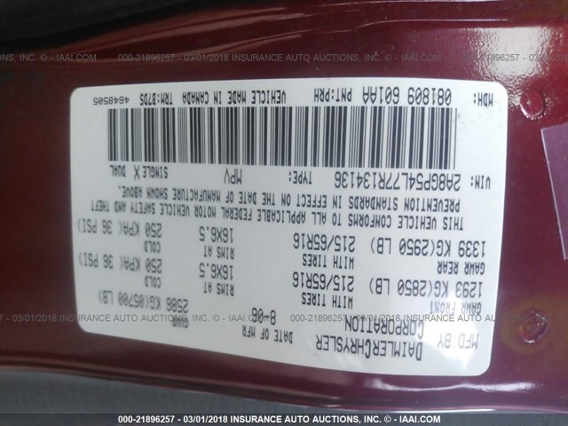 2A8GP54L77R134136 - 2007 CHRYSLER TOWN & COUNTRY TOURING RED photo 9
