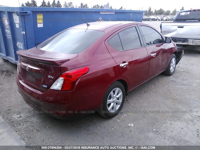 3N1CN7AP4EL830836 - 2014 NISSAN VERSA S/S PLUS/SV/SL RED photo 4