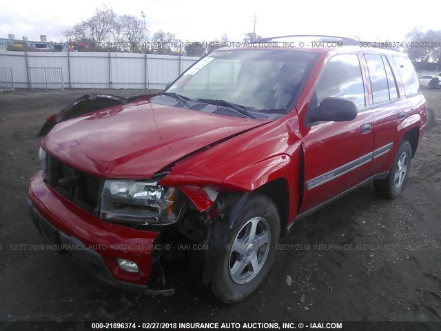 1GNDS13S422129355 - 2002 CHEVROLET TRAILBLAZER  RED photo 2