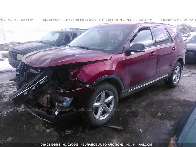 1FM5K8D8XHGC47555 - 2017 FORD EXPLORER XLT RED photo 2