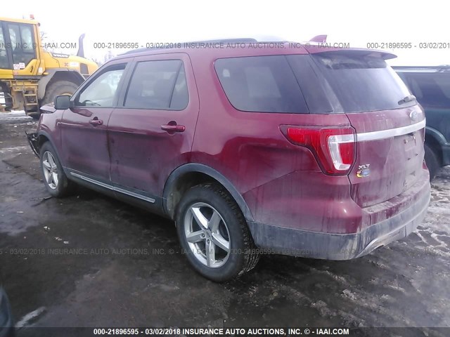 1FM5K8D8XHGC47555 - 2017 FORD EXPLORER XLT RED photo 3