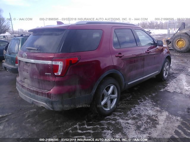 1FM5K8D8XHGC47555 - 2017 FORD EXPLORER XLT RED photo 4