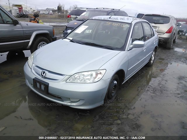 JHMES96675S017159 - 2005 HONDA CIVIC HYBRID Light Blue photo 2