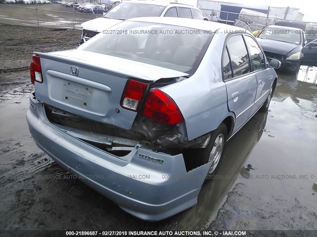 JHMES96675S017159 - 2005 HONDA CIVIC HYBRID Light Blue photo 4