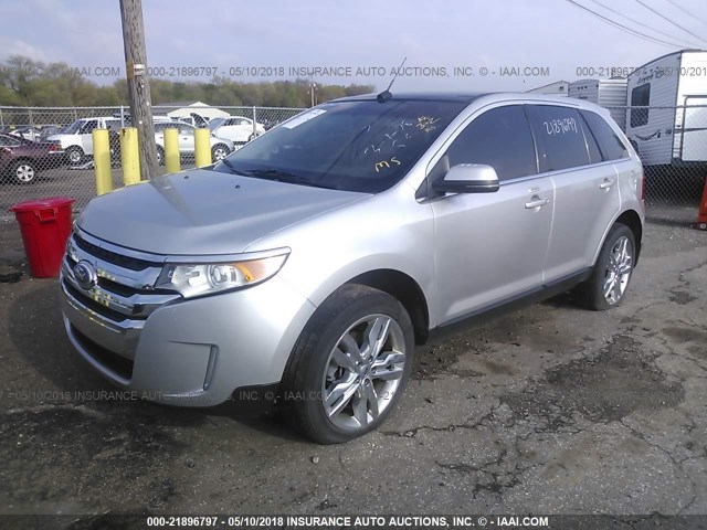 2FMDK4KC6DBA09781 - 2013 FORD EDGE LIMITED SILVER photo 2