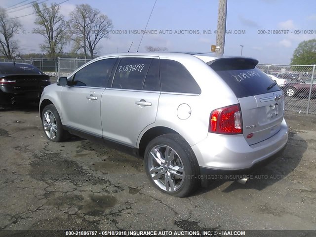 2FMDK4KC6DBA09781 - 2013 FORD EDGE LIMITED SILVER photo 3