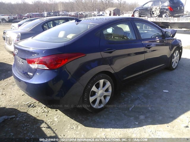 5NPDH4AE5DH399573 - 2013 HYUNDAI ELANTRA GLS/LIMITED BLUE photo 4