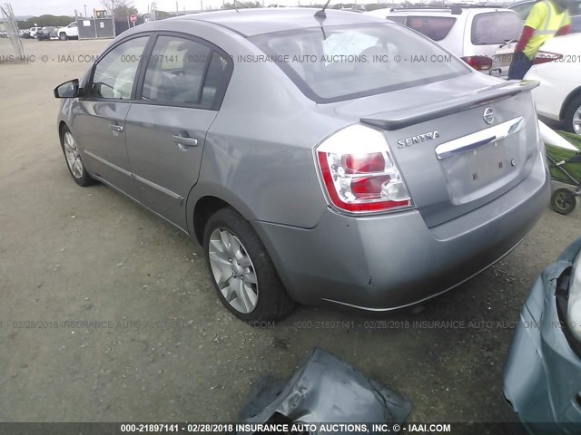 3N1AB6AP2BL702410 - 2011 NISSAN SENTRA 2.0/2.0S/SR/2.0SL GRAY photo 3