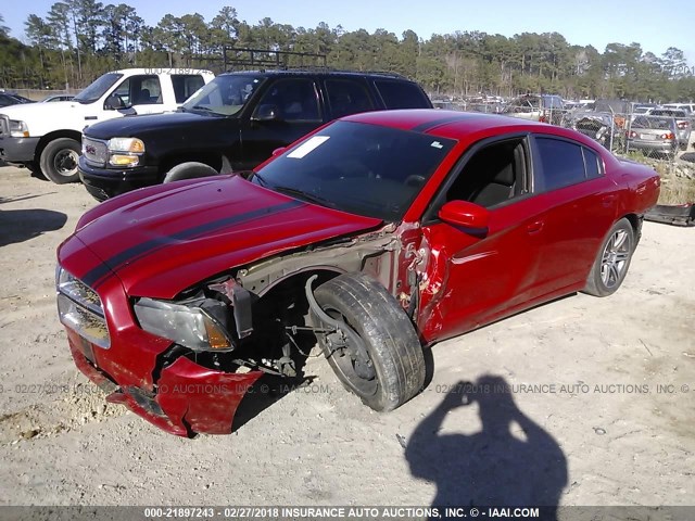 2C3CDXHG0CH299747 - 2012 DODGE CHARGER SXT RED photo 2
