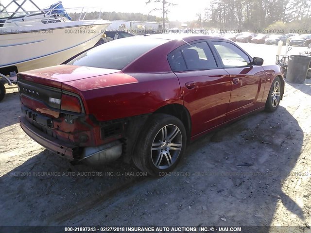 2C3CDXHG0CH299747 - 2012 DODGE CHARGER SXT RED photo 4