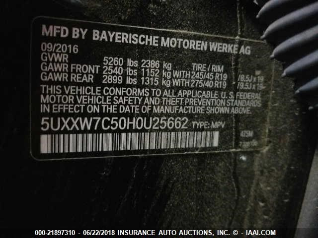 5UXXW7C50H0U25662 - 2017 BMW X4 XDRIVEM40I BLACK photo 9