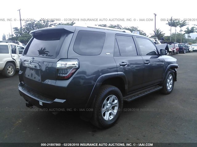 JTEBU5JR2G5373279 - 2016 TOYOTA 4RUNNER SR5 PREM/LTDL/TRAIL/TRD ნაცრისფერი ფოტო 4
