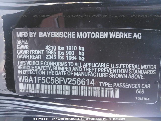 WBA1F5C58FV256614 - 2015 BMW 228 I BLACK photo 9