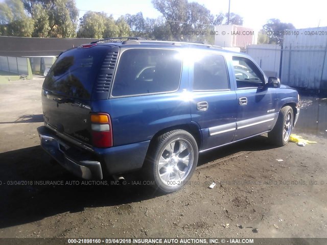 1GNEC13T11R198617 - 2001 CHEVROLET TAHOE C1500 BLUE photo 4