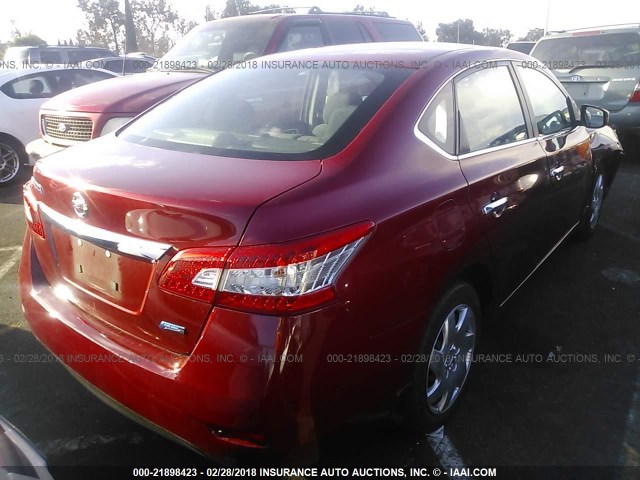 3N1AB7AP2DL790514 - 2013 NISSAN SENTRA S/SV/SR/SL RED photo 4