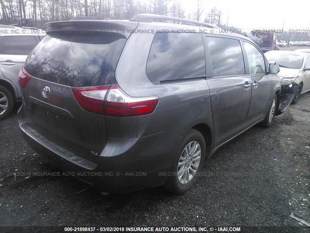 5TDYK3DC3GS756755 - 2016 TOYOTA SIENNA XLE/LIMITED GRAY photo 4