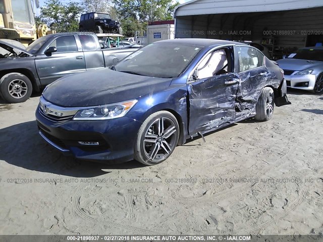 1HGCR2F54HA262631 - 2017 HONDA ACCORD SPORT BLUE photo 2