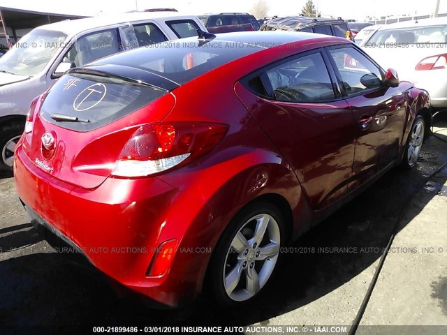 KMHTC6AD0EU215785 - 2014 HYUNDAI VELOSTER RED photo 4