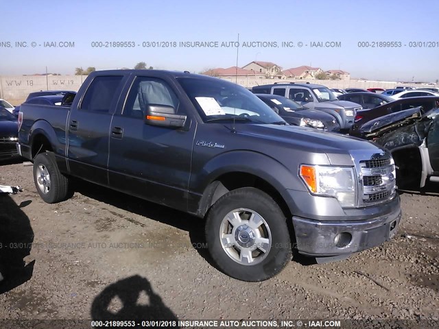 1FTFW1CF3EKE97930 - 2014 FORD F150 SUPERCREW GRAY photo 1