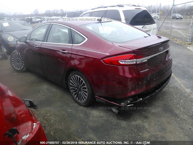 3FA6P0K95HR131394 - 2017 FORD FUSION TITANIUM BURGUNDY photo 3