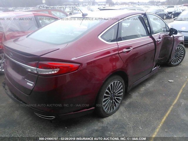 3FA6P0K95HR131394 - 2017 FORD FUSION TITANIUM BURGUNDY photo 4