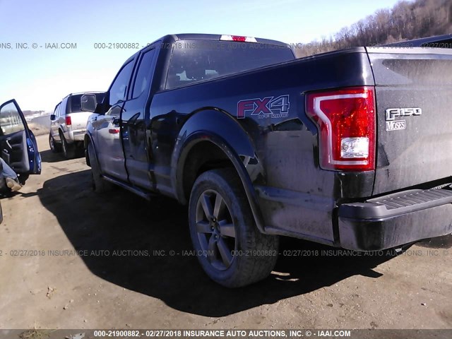 1FTFX1EF1FFC50717 - 2015 FORD F150 SUPER CAB BLACK photo 3