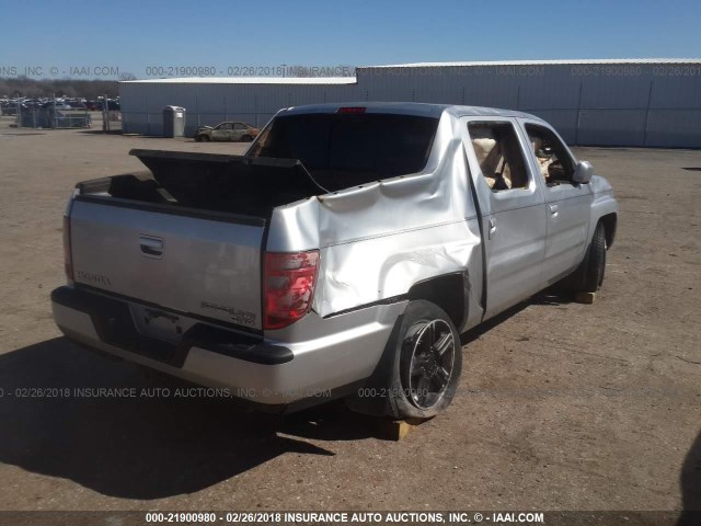 5FPYK1F58BB001074 - 2011 HONDA RIDGELINE RTL SILVER photo 4