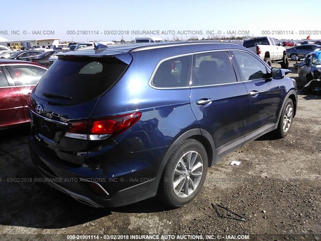 KM8SN4HF8HU247745 - 2017 HYUNDAI SANTA FE SE/LIMITED BLUE photo 4