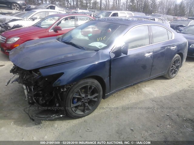 1N4AA5APXEC473040 - 2014 NISSAN MAXIMA S/SV Dark Blue photo 2