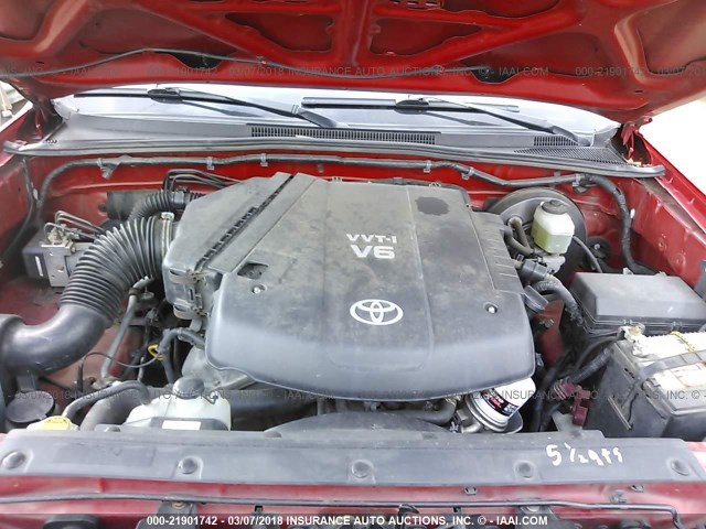 5TEUU42N16Z147197 - 2006 TOYOTA TACOMA ACCESS CAB Կարմիր լուսանկար 10