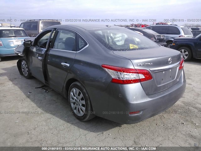 3N1AB7APXFL656756 - 2015 NISSAN SENTRA S/SV/SR/SL GRAY photo 3