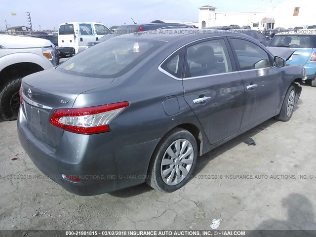 3N1AB7APXFL656756 - 2015 NISSAN SENTRA S/SV/SR/SL GRAY photo 4