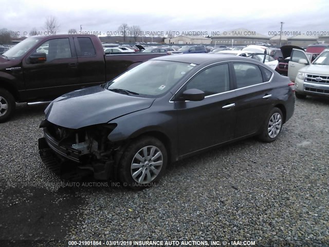 3N1AB7AP5EL656162 - 2014 NISSAN SENTRA S/SV/SR/SL GRAY photo 2