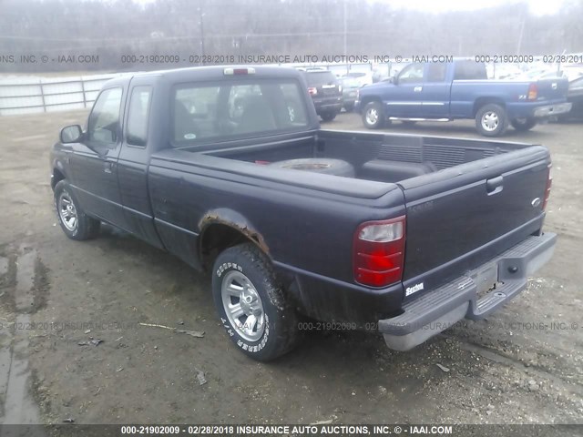 1FTYR14U12PA08386 - 2002 FORD RANGER SUPER CAB BLUE photo 3