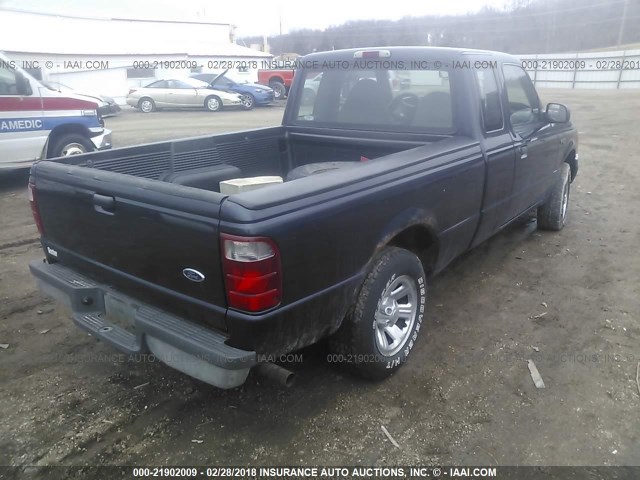 1FTYR14U12PA08386 - 2002 FORD RANGER SUPER CAB BLUE photo 4