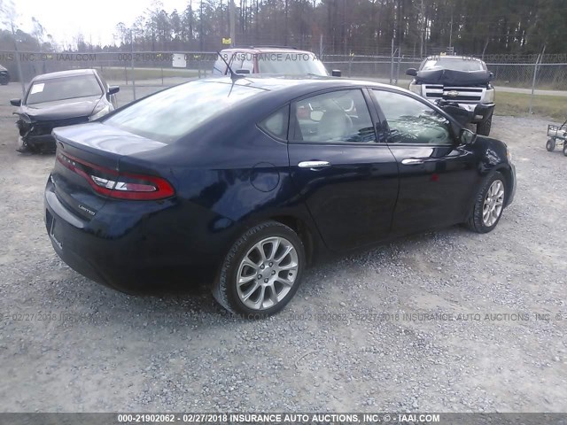 1C3CDFCA6DD306762 - 2013 DODGE DART LIMITED/R/T Dark Blue photo 4