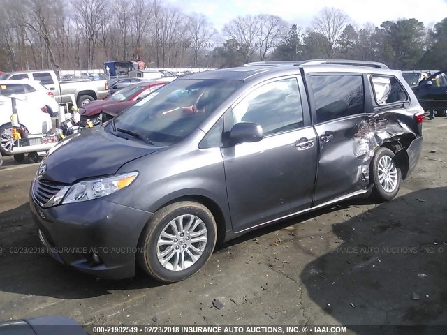 5TDYK3DCXFS619665 - 2015 TOYOTA SIENNA XLE/LIMITED GRAY photo 2