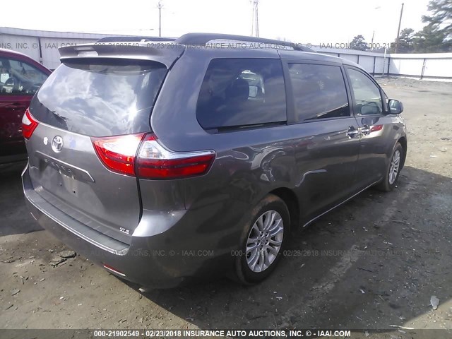 5TDYK3DCXFS619665 - 2015 TOYOTA SIENNA XLE/LIMITED GRAY photo 4