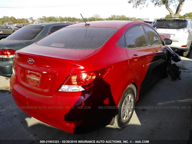 KMHCT4AE7CU261107 - 2012 HYUNDAI ACCENT GLS/GS RED photo 4