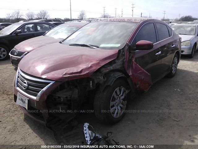 3N1AB7AP2DL797107 - 2013 NISSAN SENTRA S/SV/SR/SL MAROON photo 2