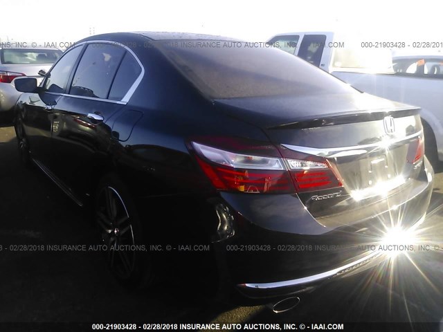 1HGCR2F54HA061022 - 2017 HONDA ACCORD SPORT أسود صورة 3