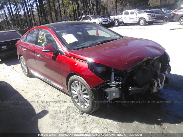 5NPE34AF0FH082010 - 2015 HYUNDAI SONATA SPORT/LIMITED RED photo 1