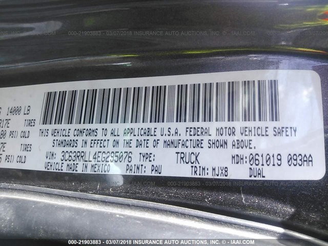 3C63RRLL4EG295076 - 2014 RAM 3500 SLT GRAY photo 9