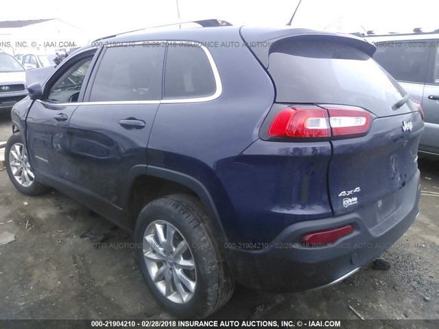 1C4PJMDB9FW771724 - 2015 JEEP CHEROKEE LIMITED BLUE photo 3