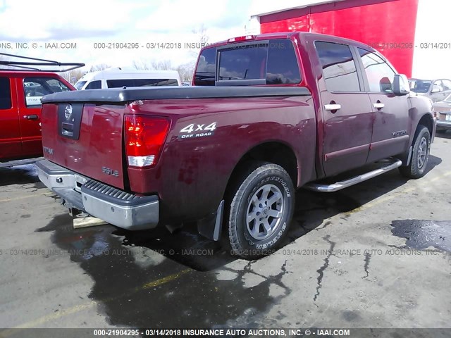 1N6AA07B17N224137 - 2007 NISSAN TITAN XE/SE/LE RED photo 4