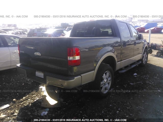 1FTPW12587KC94161 - 2007 FORD F150 SUPERCREW BROWN photo 4
