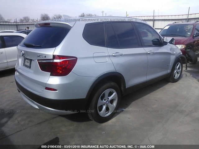 5UXWX5C57BL715237 - 2011 BMW X3 XDRIVE28I SILVER photo 4